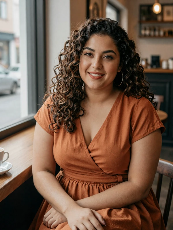 Nadia, 35, a verified Conektik member in a coffee shop - authentic dating experience reviewed on Conektik